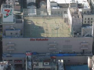 ステーションフォレストタワーから見るコミュニティアリーナ武蔵小杉