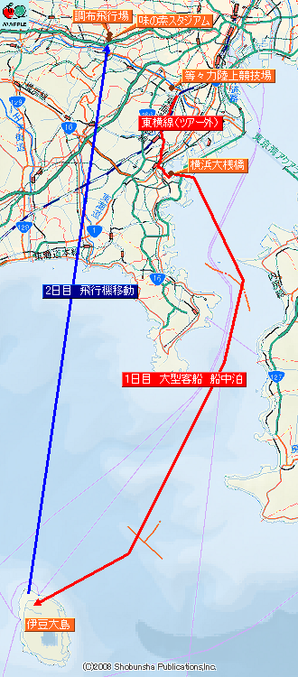 多摩川クラシコエアーツアー　旅程マップ